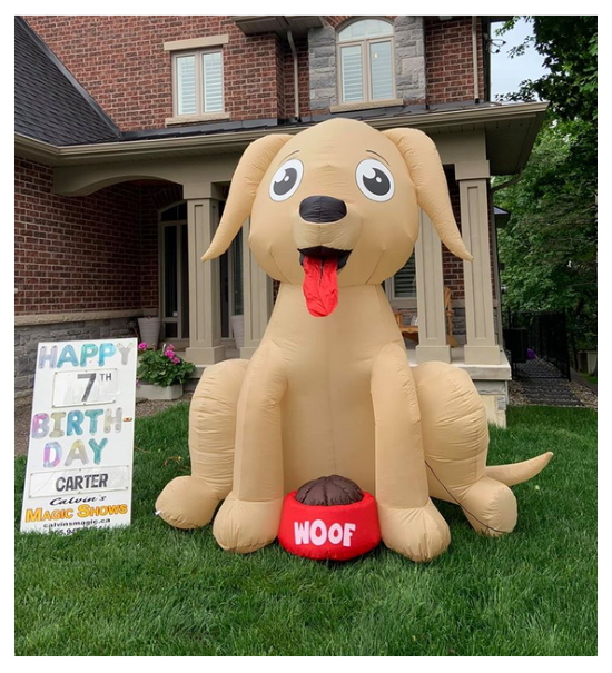 inflatable puppy on the lawn